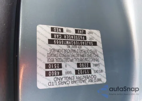 2003 Jaguar S-Type 4.2L V8 z USA, uszkodzony, nr VIN SAJEA01U93HM78669